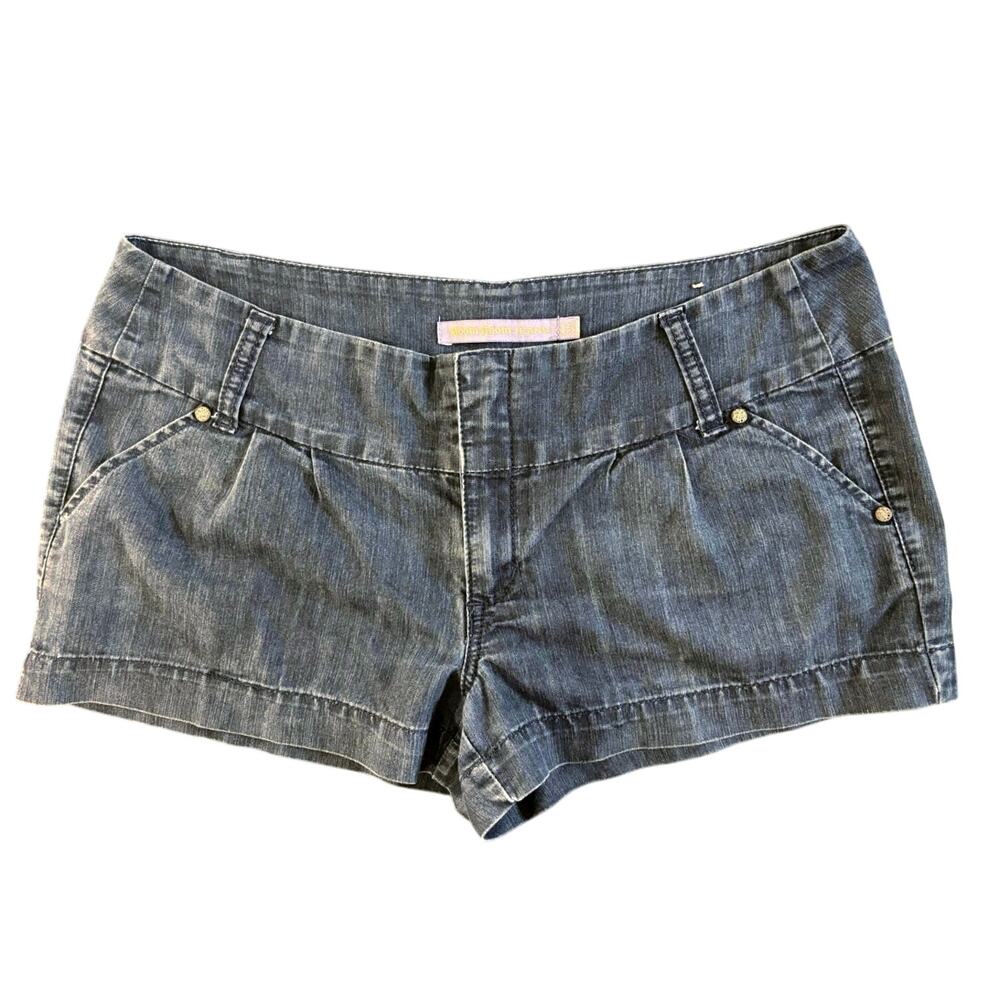 BOOM BOOM 15 Y2K VTG Low-rise Pleated Dark Wash Trouser Cuffed Micro-Jorts